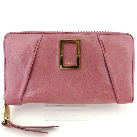 Chloe Purse Ether pink beige leather Authentic USED
